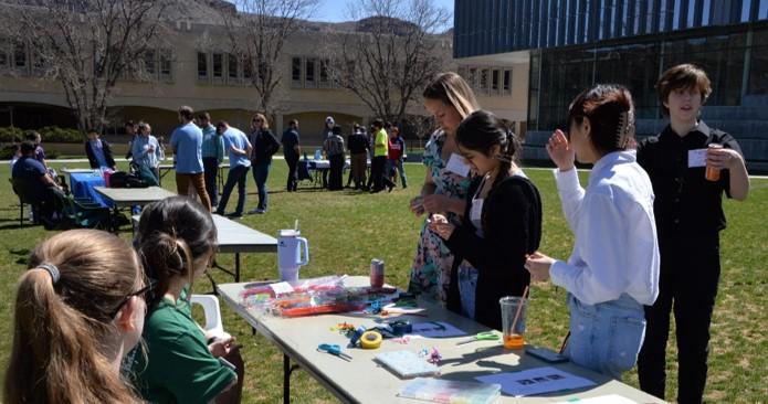 image of people: Students attending the engineering expo part of the Rocky Mountain MESA Jamboree at Colorado School of Mines